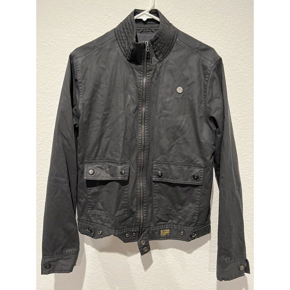 Mens Black G-STAR RAW Motorcycle Style Cotton Waxed Jacket Size Large - Picture 1 of 11